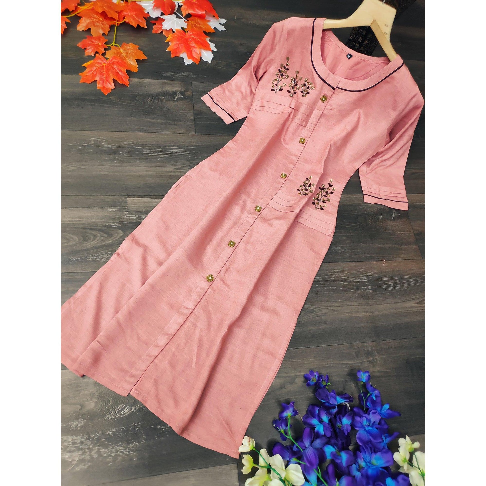 glowing-pink-colored-party-wear-khatli-work-rayon-kurti-sharara-set-69871