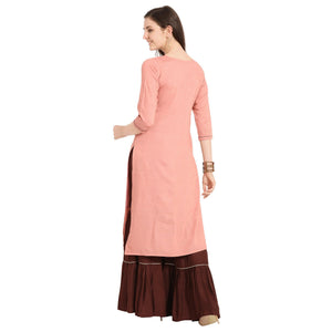 glowing-pink-colored-party-wear-khatli-work-rayon-kurti-sharara-set-69871