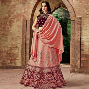glowing-pink-colored-partywear-embroidered-silk-lehenga-choli