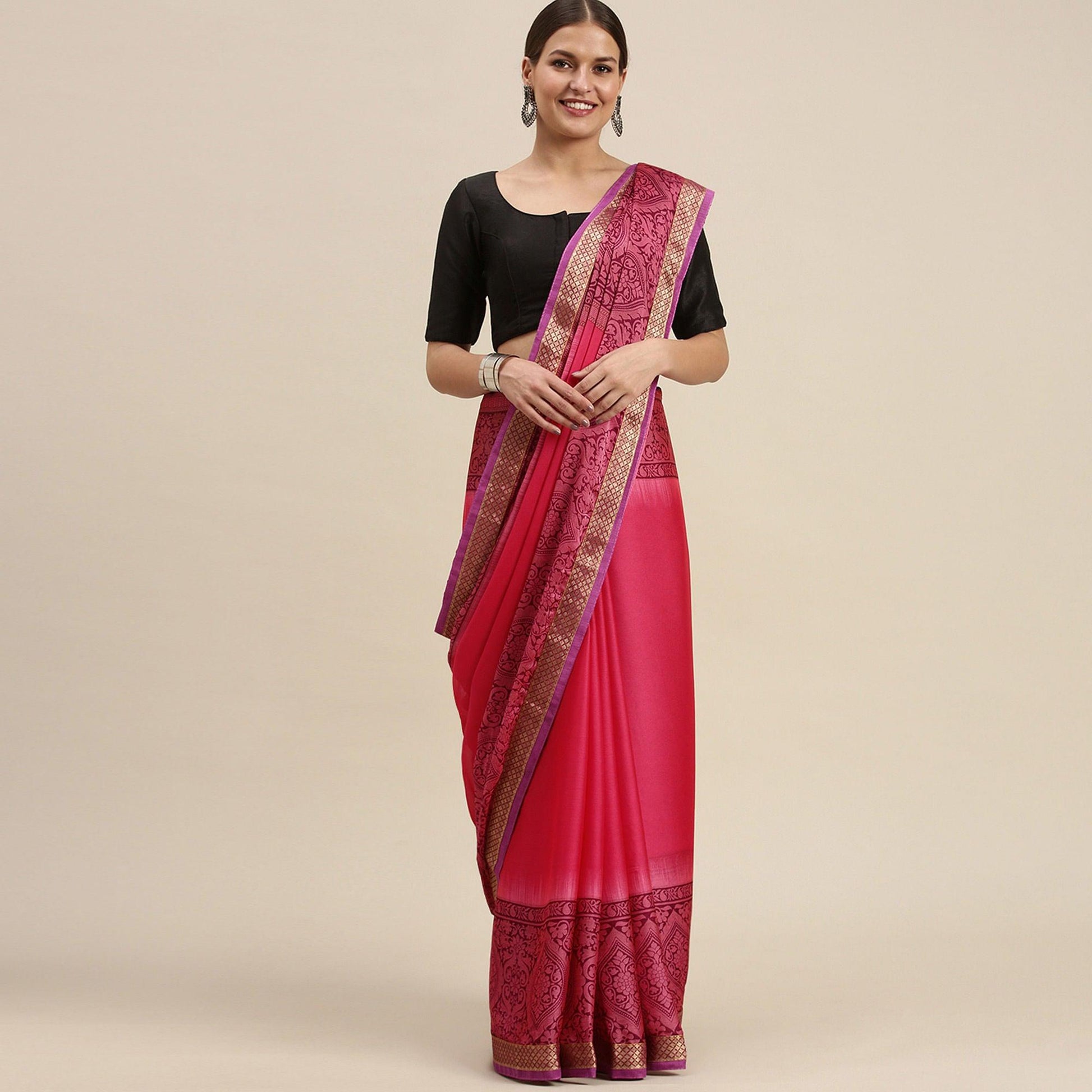 glowing-pink-colored-partywear-printed-rangoli-silk-saree-76676