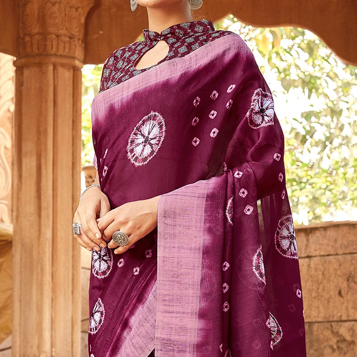 glowing-purple-colored-digital-printed-festive-wear-linen-designer-saree-92771