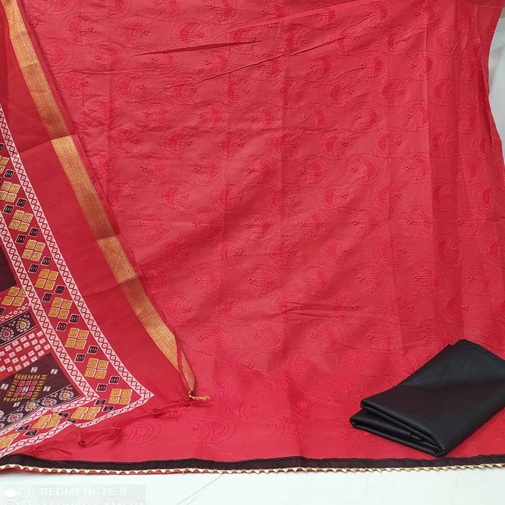 glowing-red-colored-partywear-embroidered-cotton-dress-material-82230