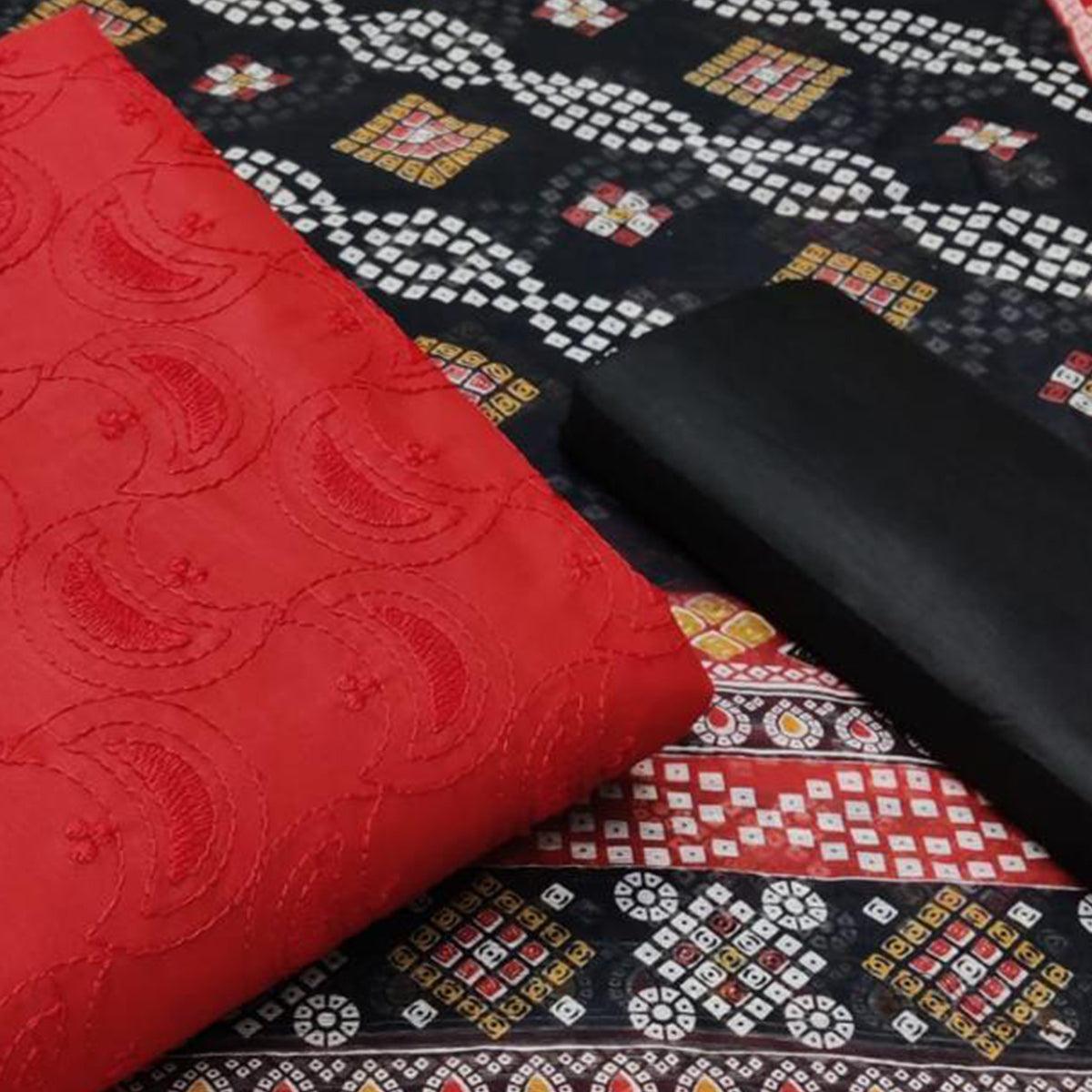glowing-red-colored-partywear-embroidered-cotton-dress-material-82230