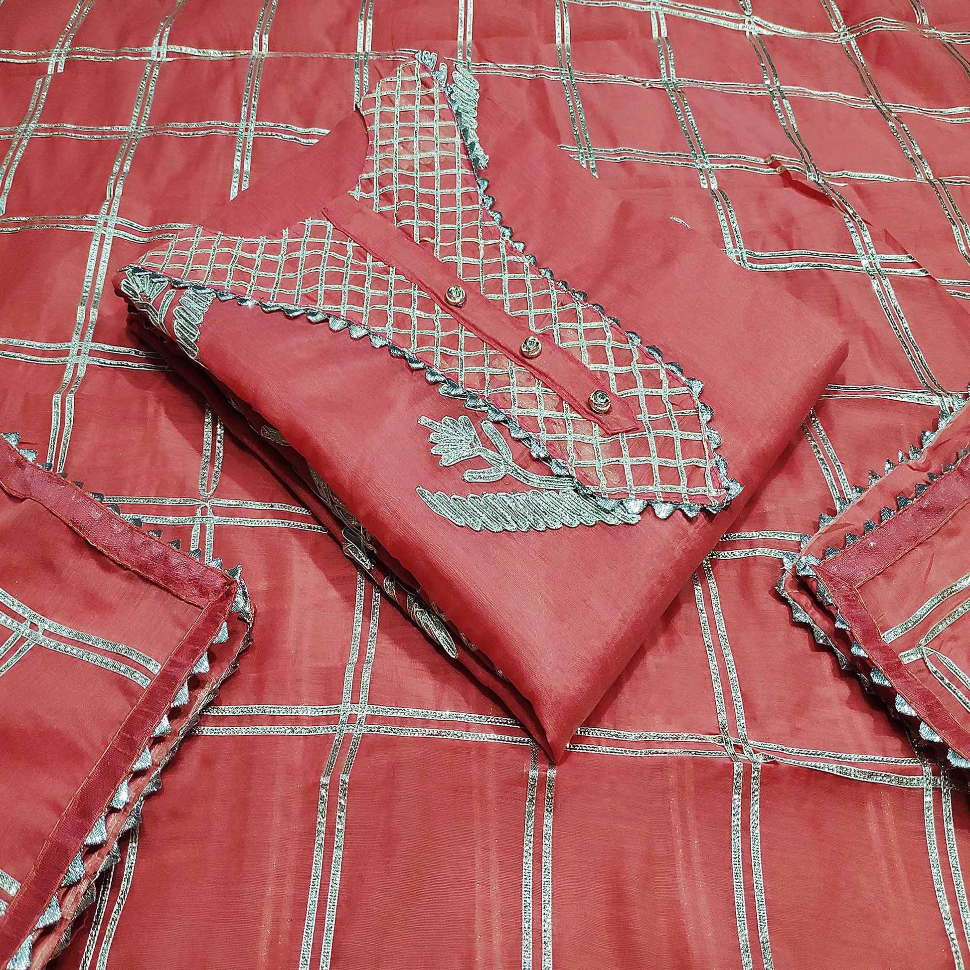 glowing-red-colored-partywear-embroidered-silk-dress-material