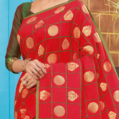 glowing-red-colored-festive-wear-woven-silk-saree-76142