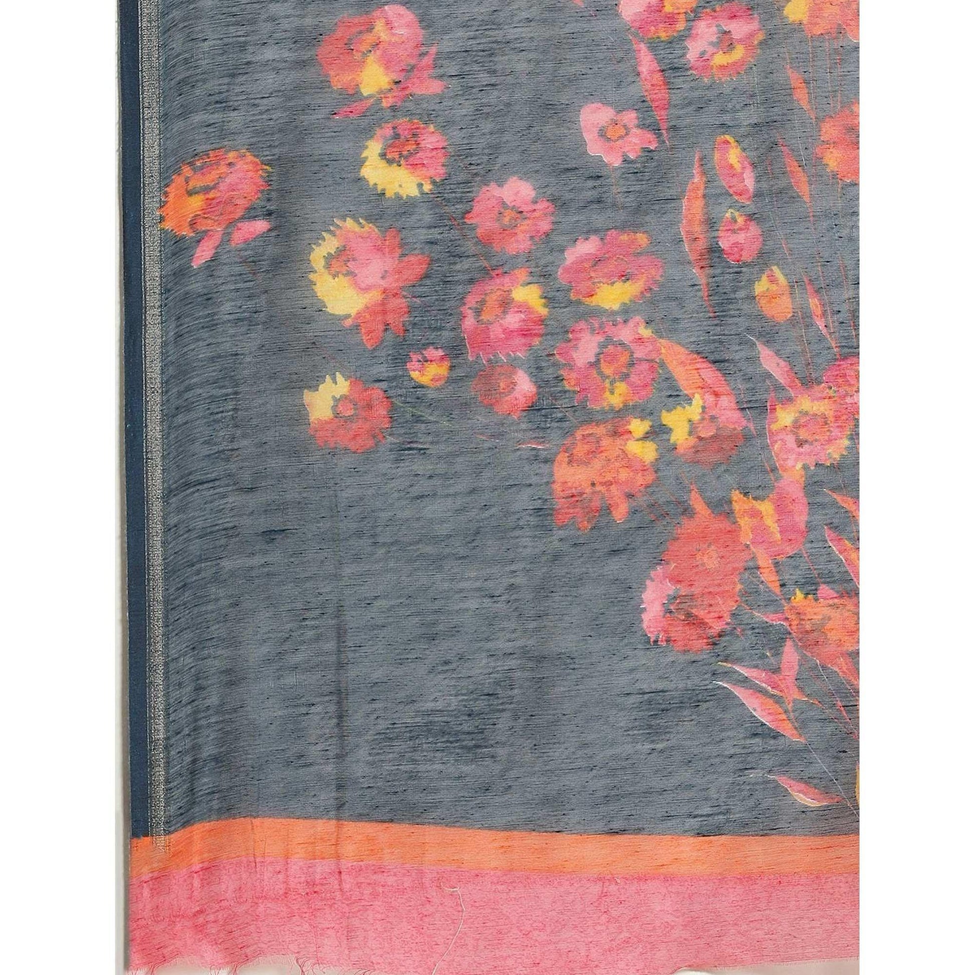 glowing-teal-green-colored-casual-wear-printed-cotton-blend-saree-79024