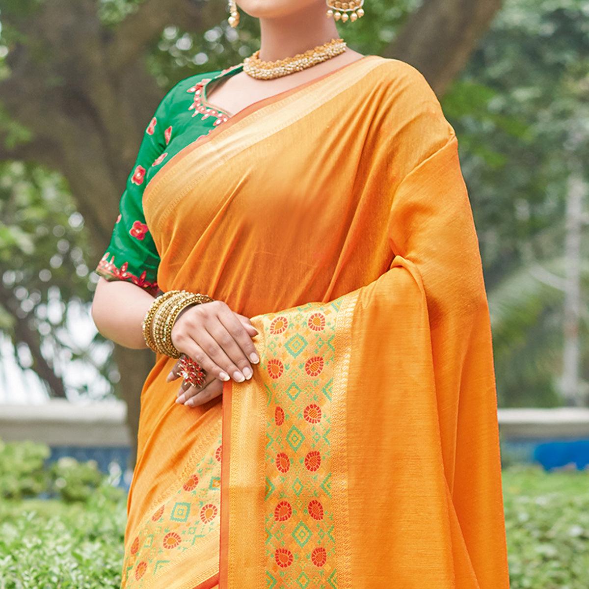 glowing-yellow-colored-festive-wear-woven-handloom-silk-saree-76323