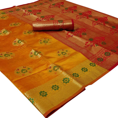 glowing-yellow-colored-festive-wear-woven-silk-saree-62679