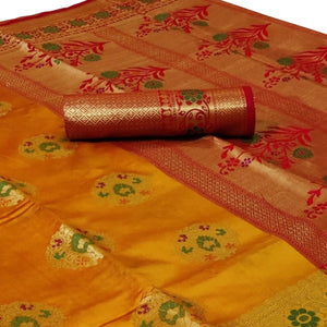 glowing-yellow-colored-festive-wear-woven-silk-saree-62679