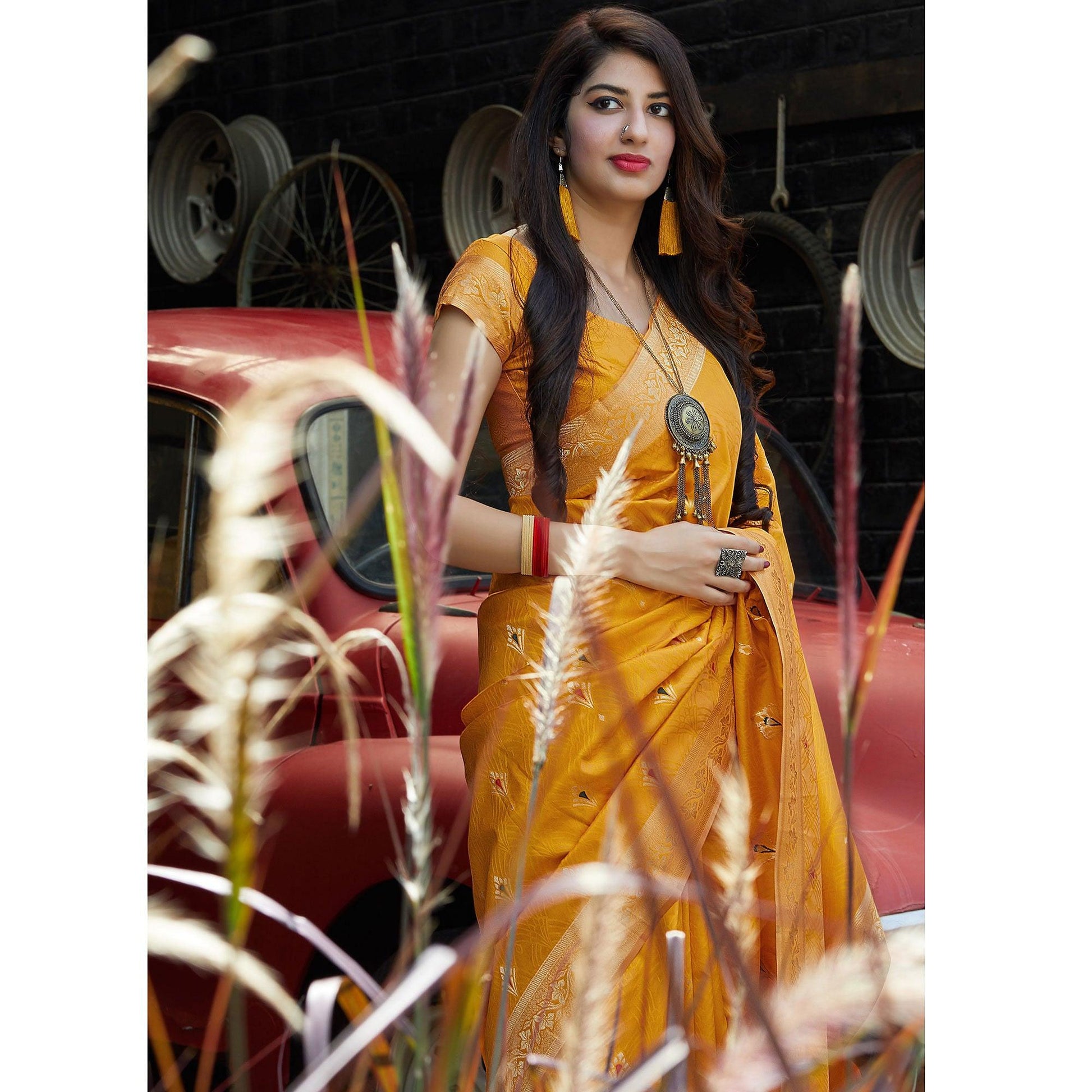 glowing-yellow-colored-festive-wear-woven-soft-silk-saree-77506