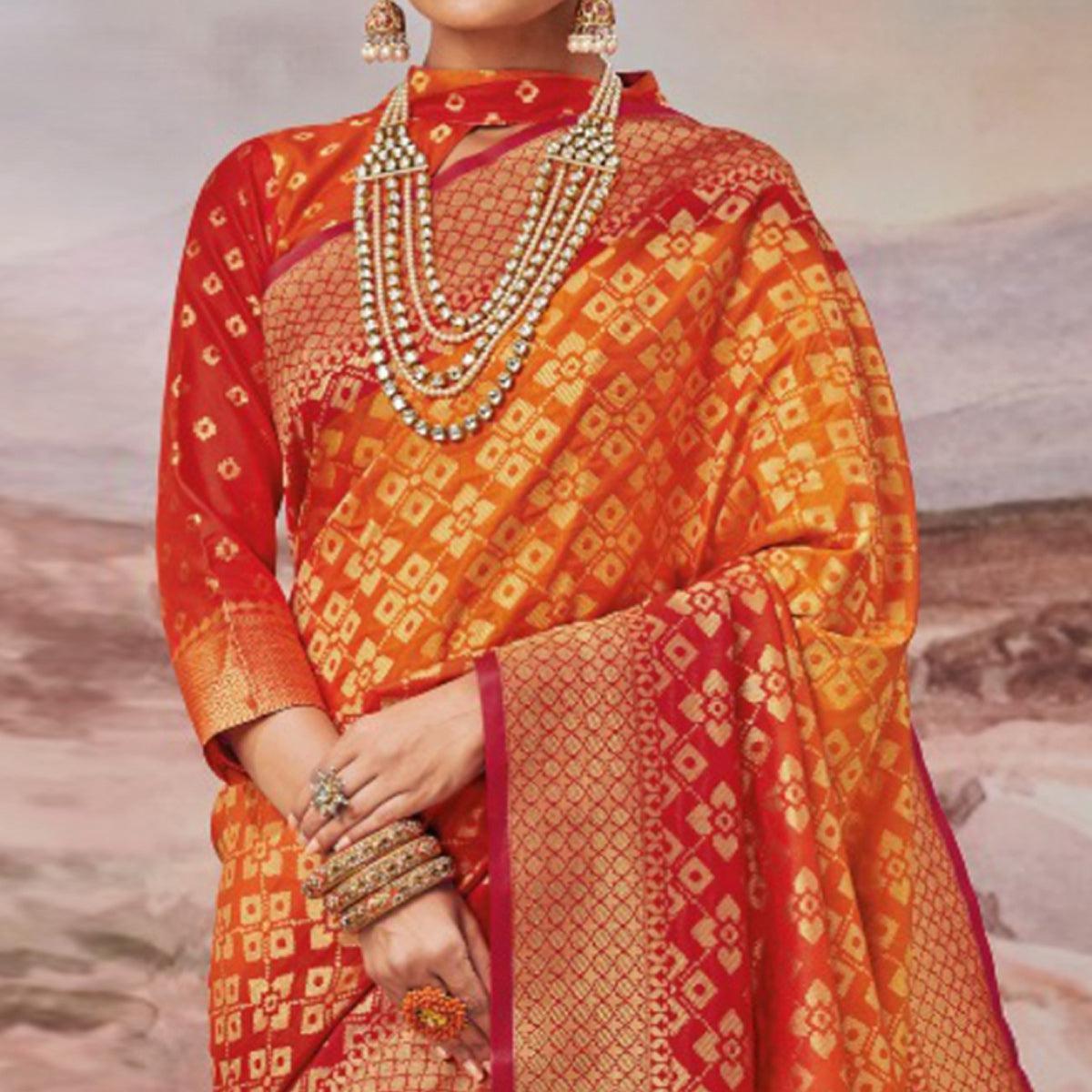 glowing-yellow-red-colored-festive-wear-woven-soft-silk-saree-73983