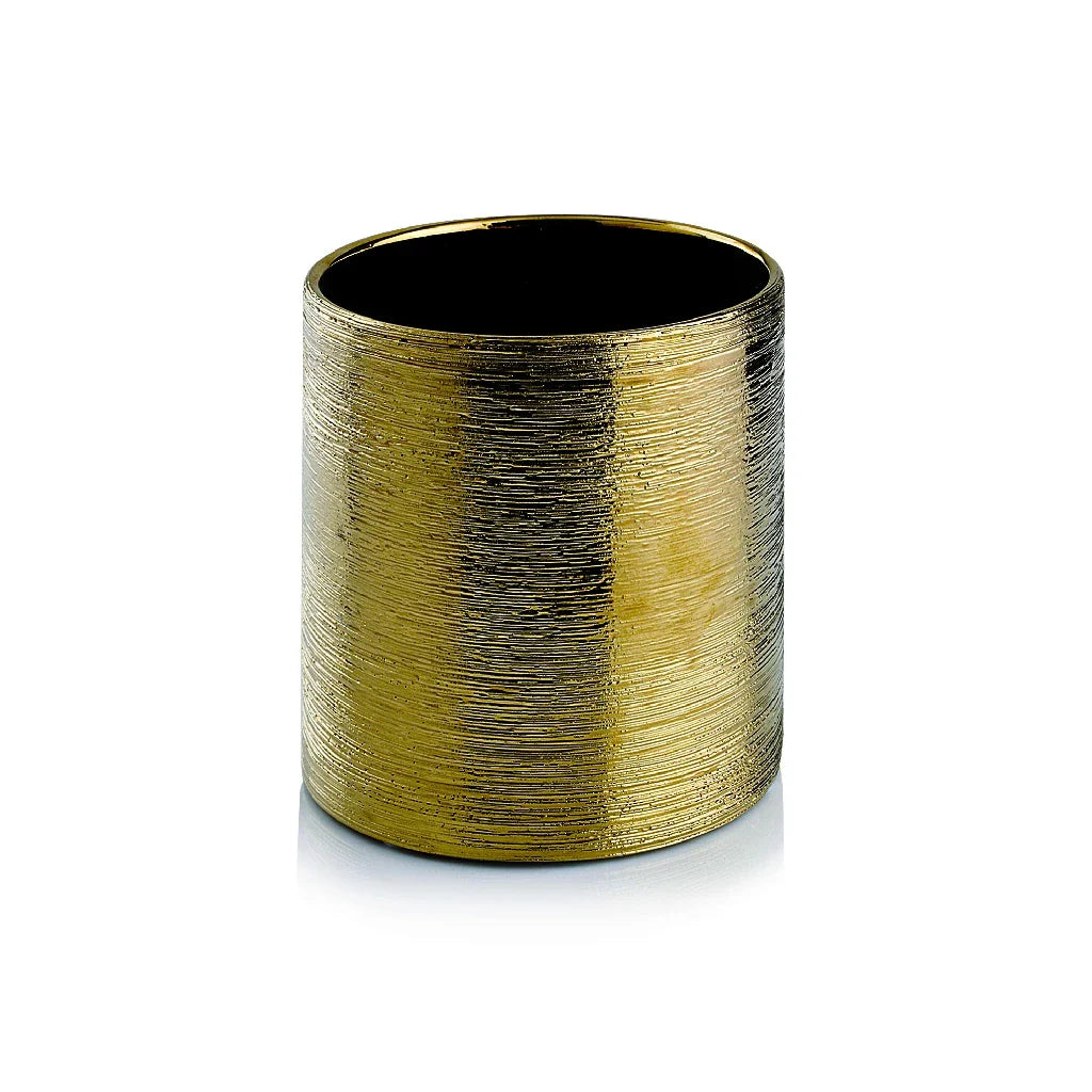 Gold Etched Cylinder Flower Vase