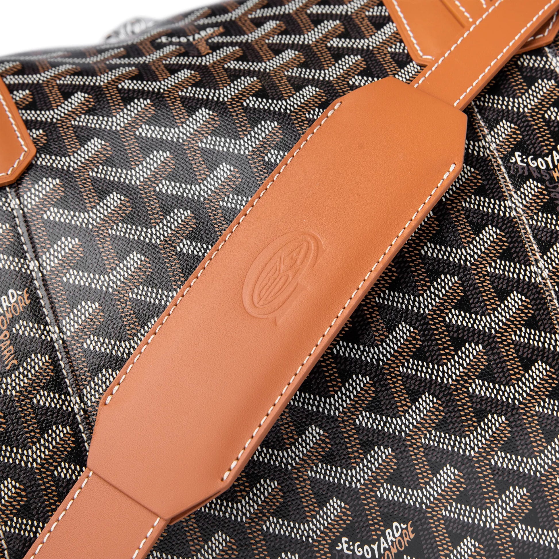 Goyard Boston 50 Black Tan Bag With Strap
