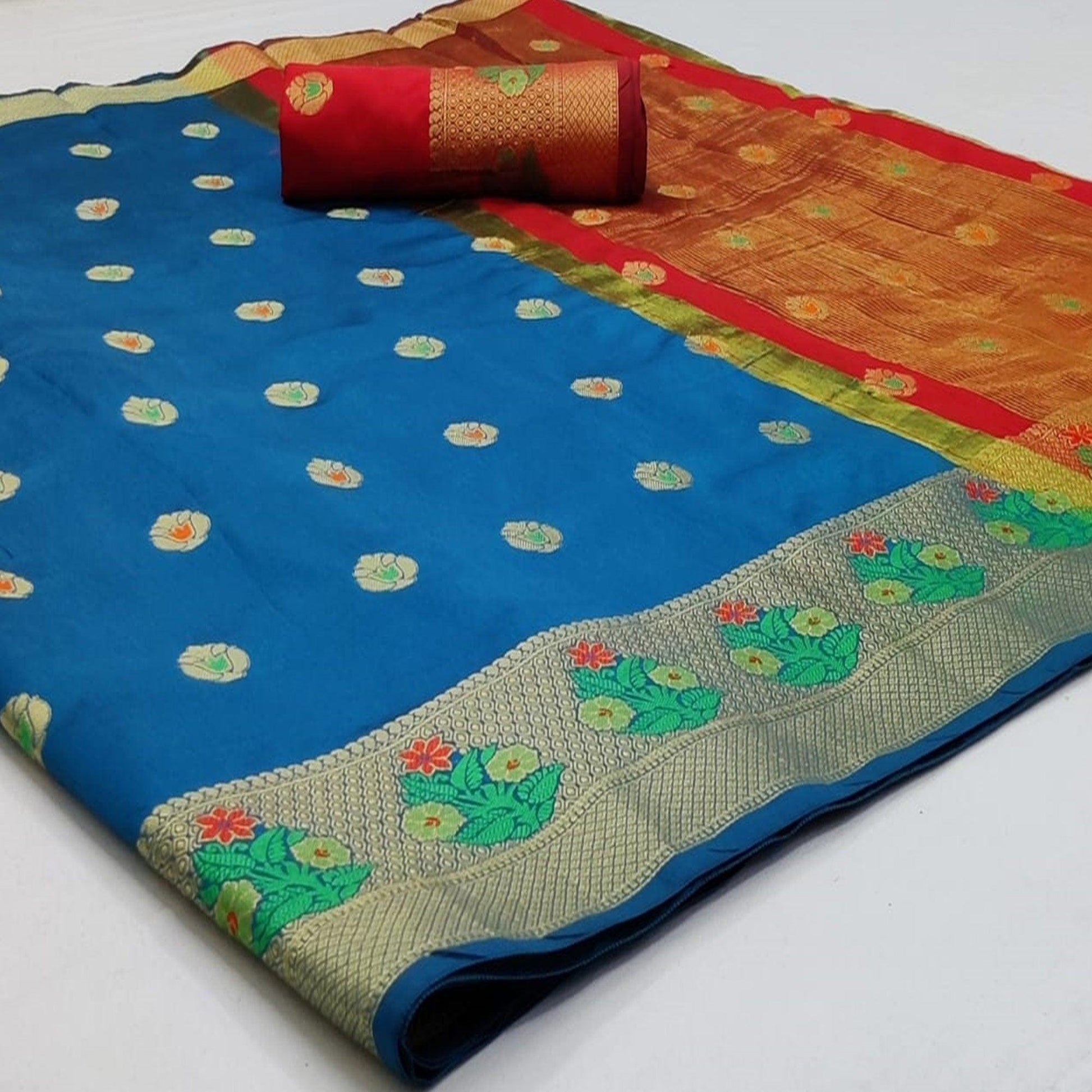graceful-blue-colored-festive-wear-woven-soft-silk-saree-101820