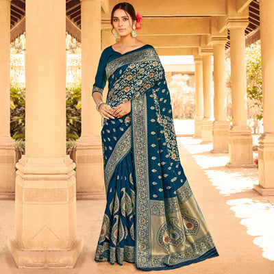 graceful-blue-coloured-designer-partywear-weaving-silk-saree-96016