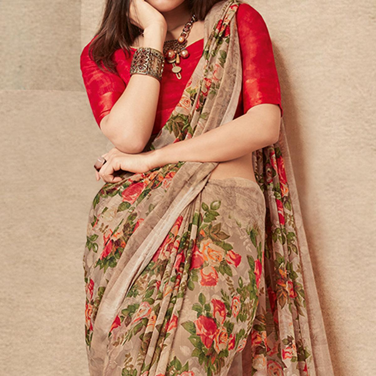 graceful-brown-colored-casual-wear-printed-cotton-silk-saree-43600