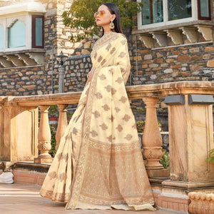 graceful-cream-colored-festive-wear-woven-cotton-silk-saree-45476