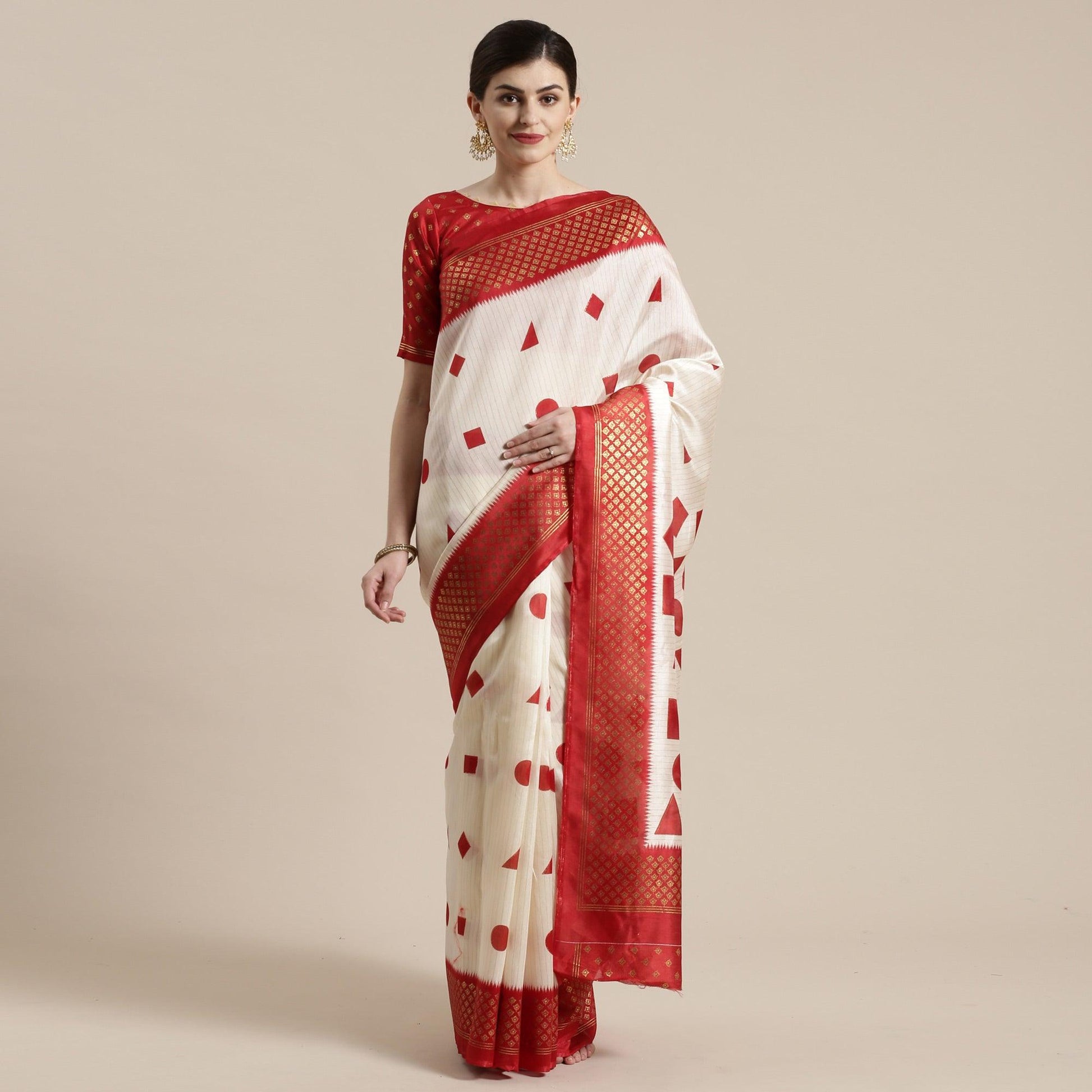 graceful-cream-red-colored-festive-wear-geomatric-foli-print-patola-silk-saree-57326