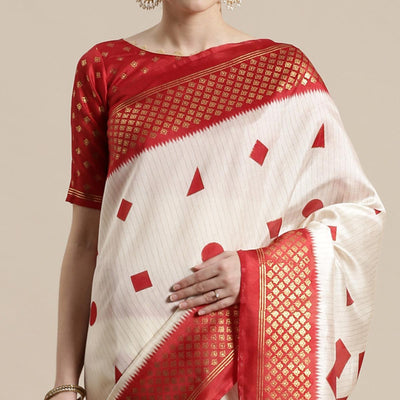 graceful-cream-red-colored-festive-wear-geomatric-foli-print-patola-silk-saree-57326