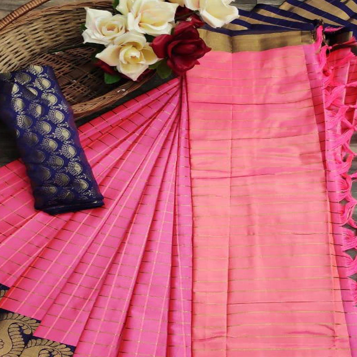graceful-gajari-pink-colored-festive-wear-woven-soft-cotton-silk-saree-80206