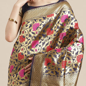 graceful-gold-blue-colored-festive-wear-woven-silk-blend-saree-62739