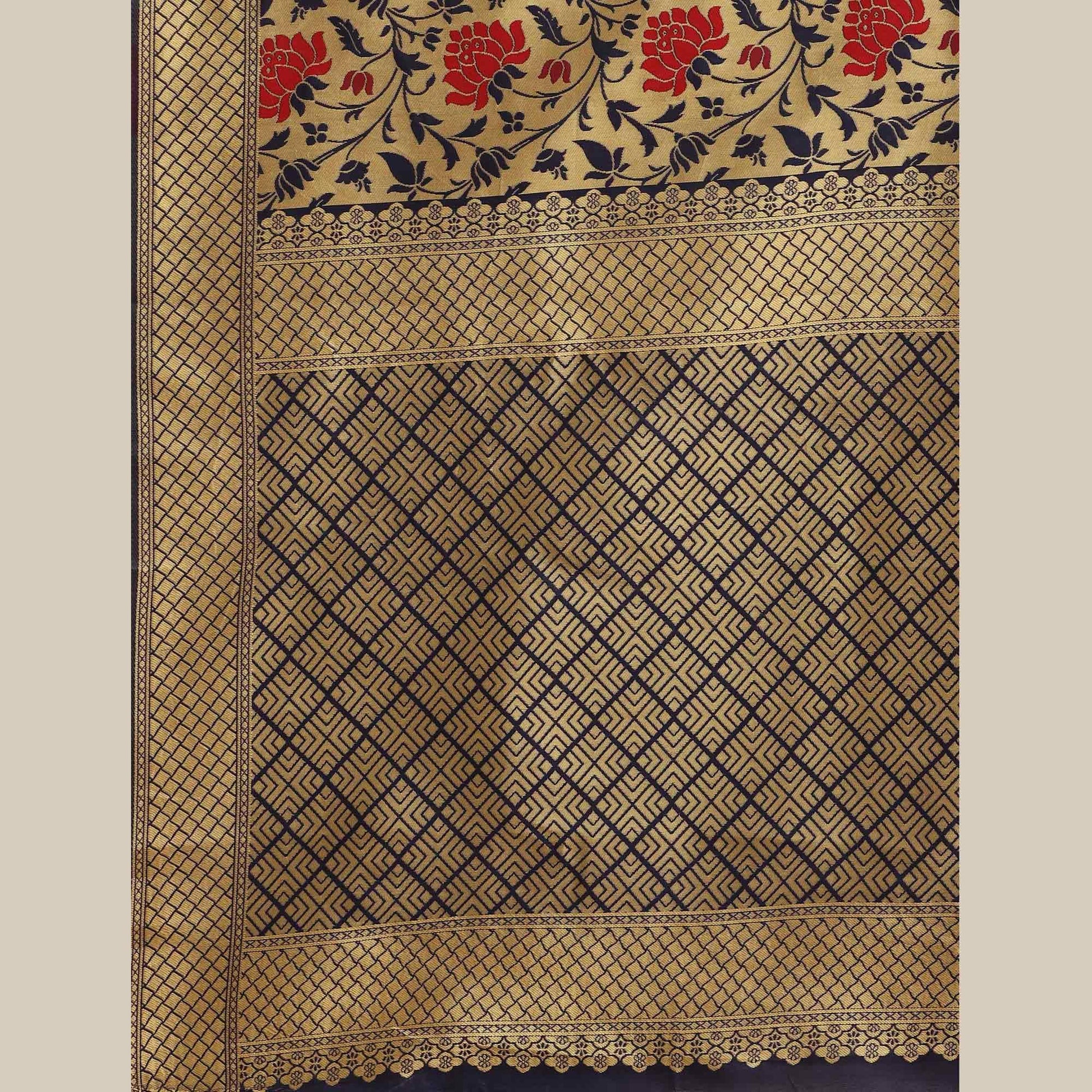graceful-gold-blue-colored-festive-wear-woven-silk-blend-saree-62739