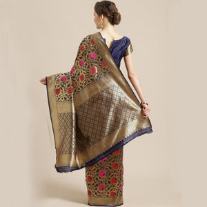 graceful-gold-blue-colored-festive-wear-woven-silk-blend-saree-62739