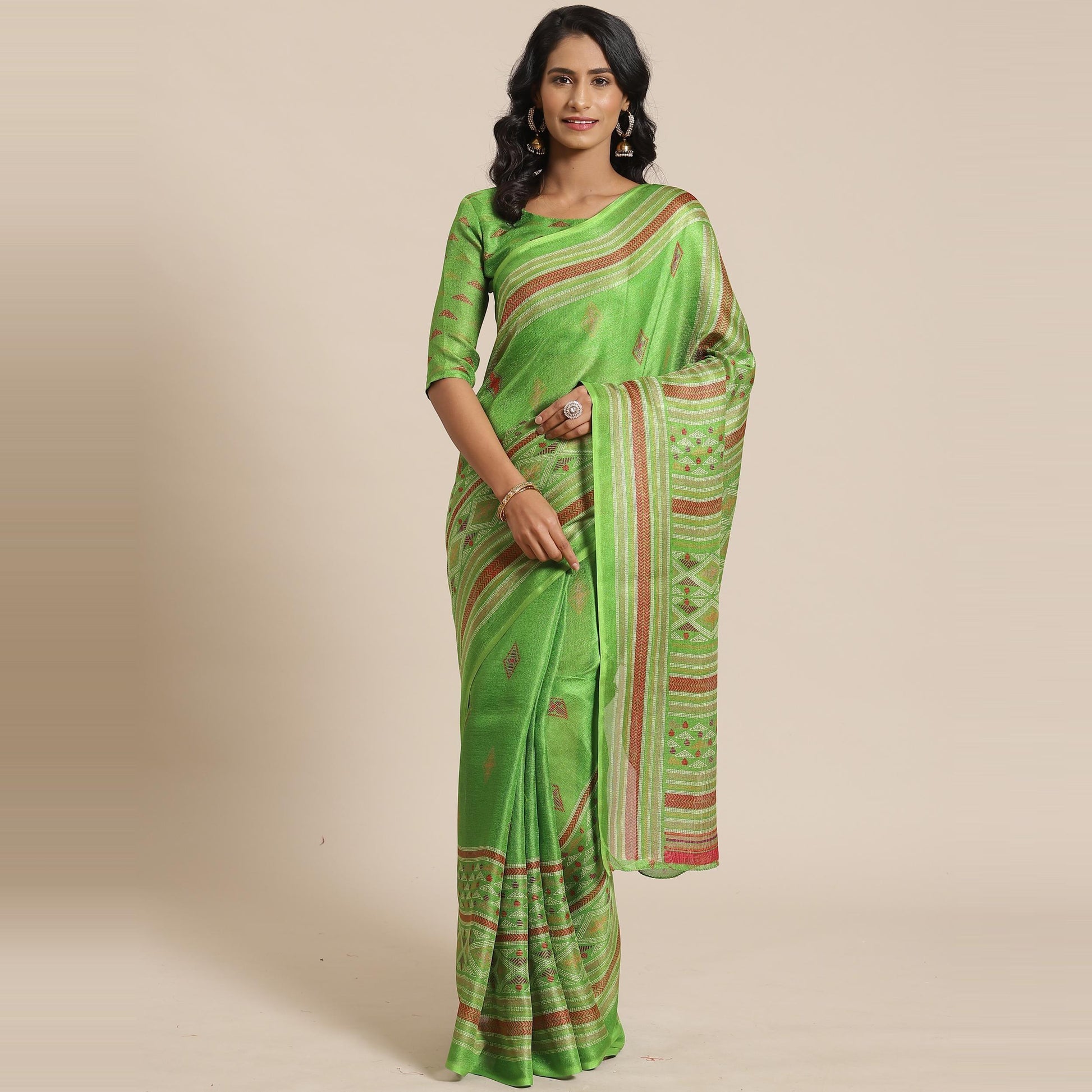 graceful-green-colored-casual-wear-printed-jute-silk-saree-80687