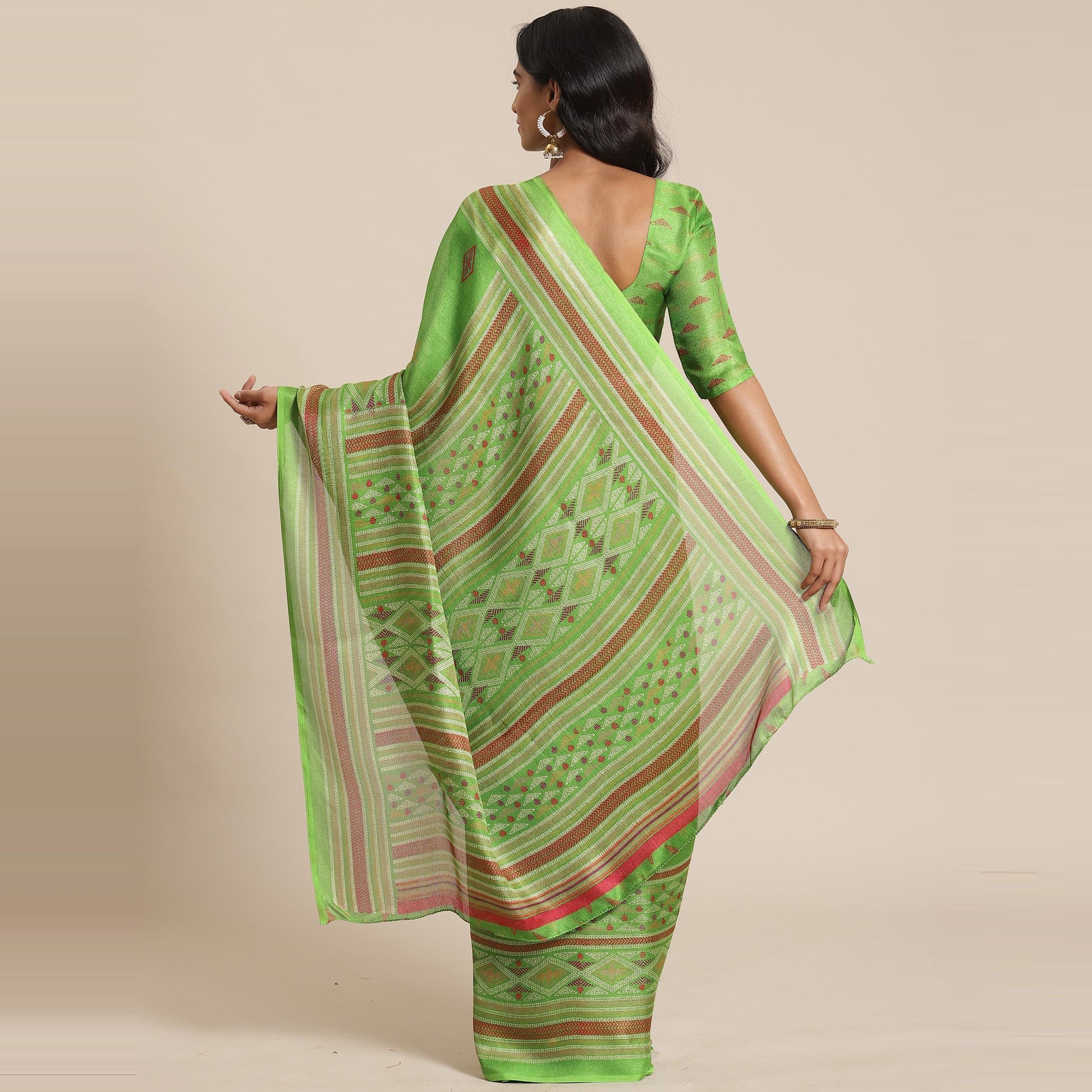 graceful-green-colored-casual-wear-printed-jute-silk-saree-80687
