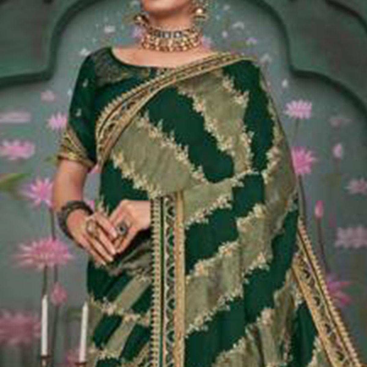graceful-green-colored-festive-wear-embroidered-heavy-border-fancy-fabric-saree-97324