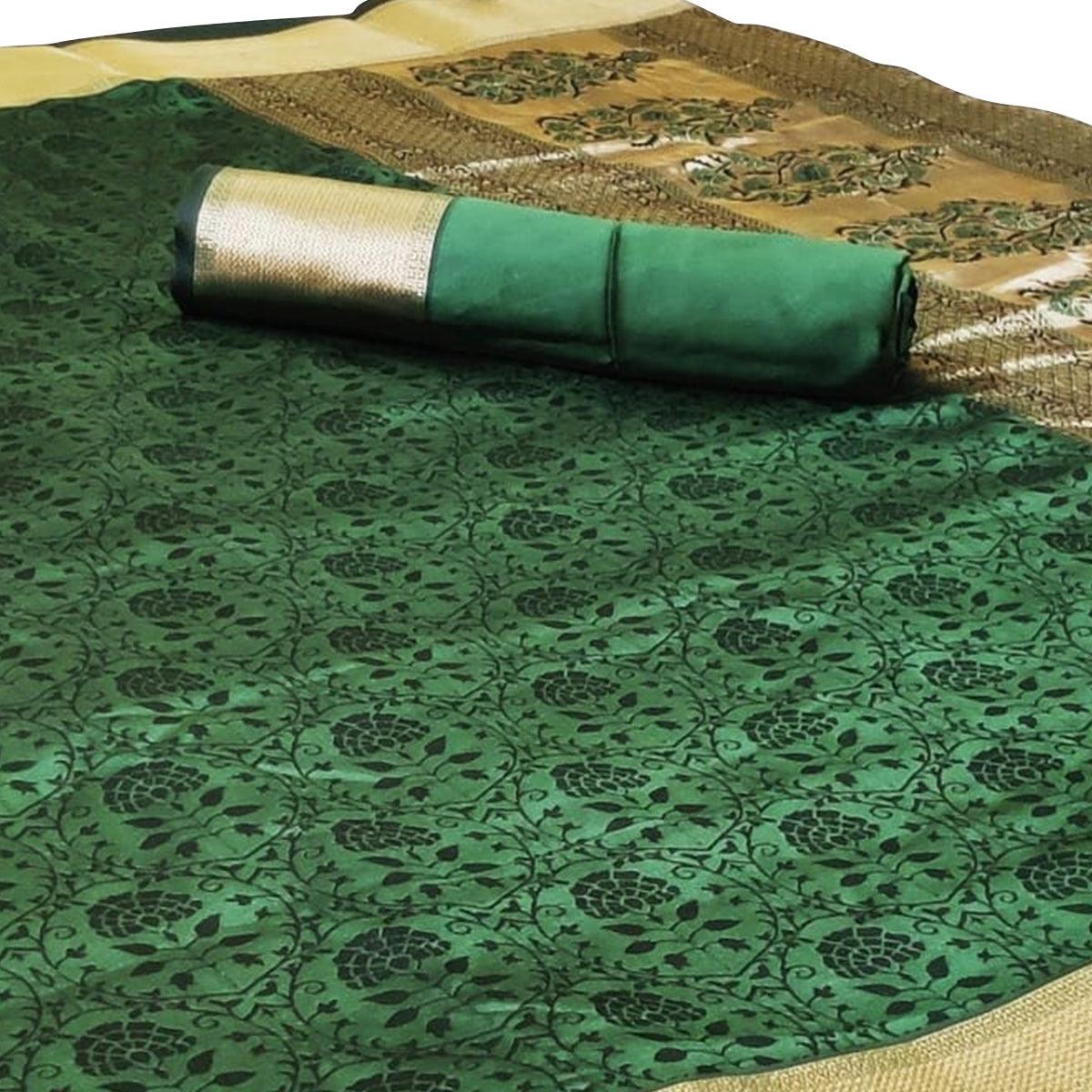 graceful-green-colored-festive-wear-woven-heavy-silk-saree-69922