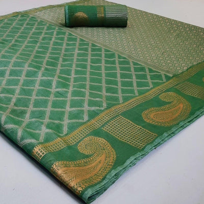 graceful-green-colored-festive-wear-woven-jacquard-saree-98216