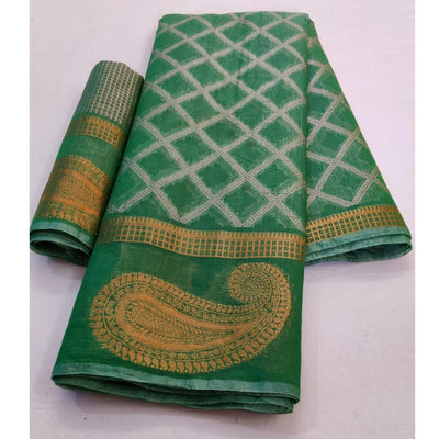 graceful-green-colored-festive-wear-woven-jacquard-saree-98216