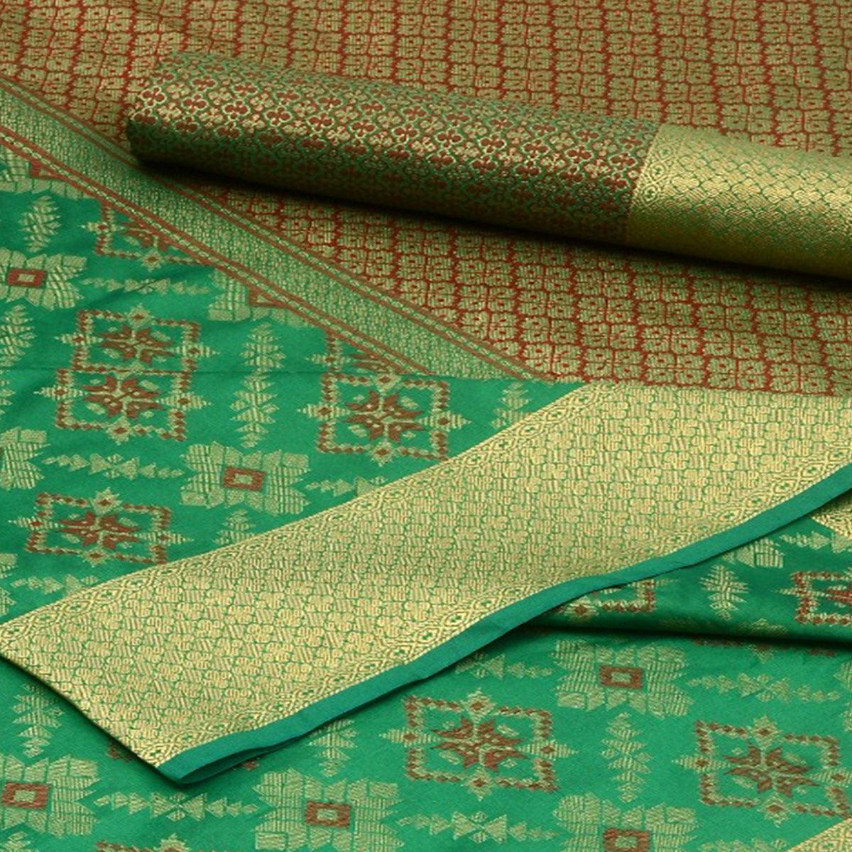 graceful-green-colored-festive-wear-woven-silk-saree-46970