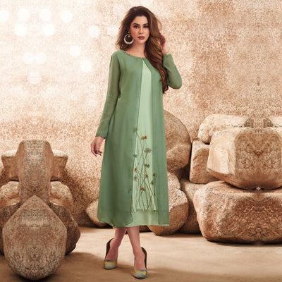 graceful-green-colored-party-wear-floral-embroidered-viscose-muslin-cotton-silk-kurti-67566