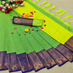 graceful-green-coloured-partywear-woven-cotton-silk-saree-100427