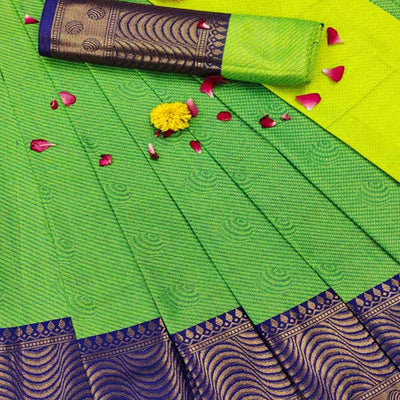 graceful-green-coloured-partywear-woven-cotton-silk-saree-100427