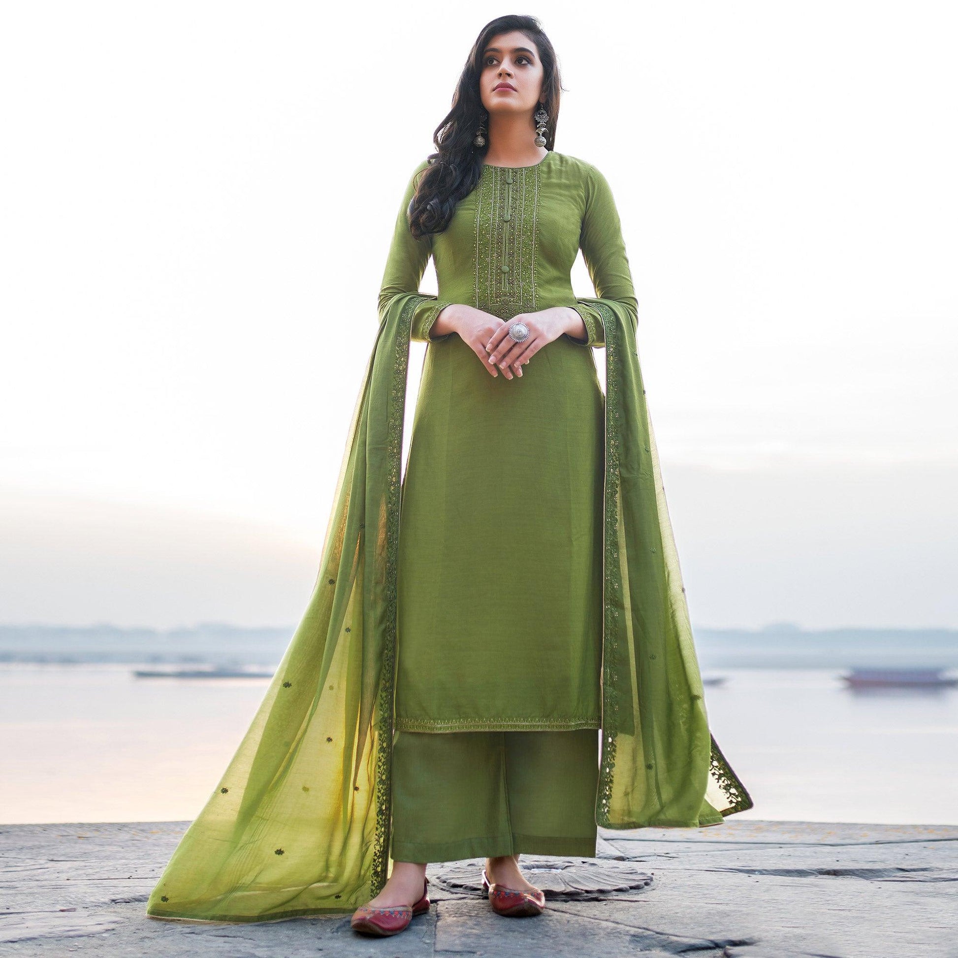 graceful-green-coloured-handwork-partywear-cotton-silk-palazzo-suit-90537