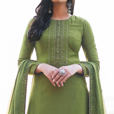 graceful-green-coloured-handwork-partywear-cotton-silk-palazzo-suit-90537