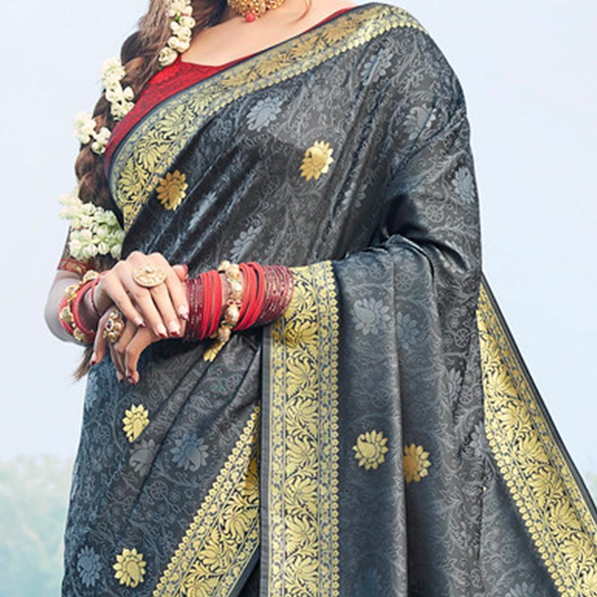 graceful-grery-colored-festive-wear-woven-banarasi-silk-saree-103618