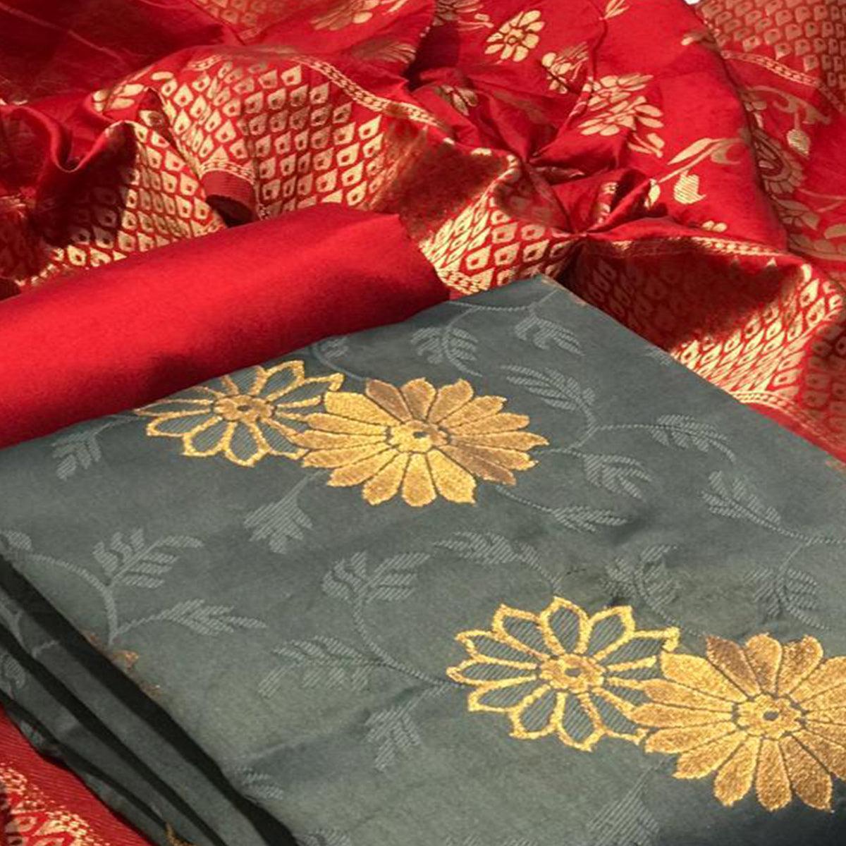 graceful-grey-colored-festive-wear-banarasi-silk-dress-material-79005