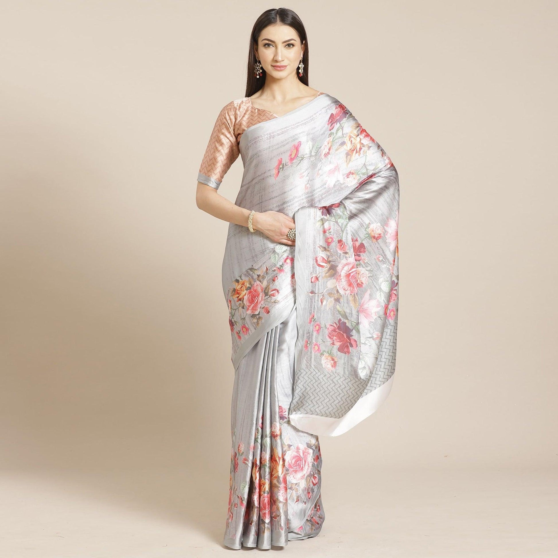 graceful-grey-colored-casual-wear-printed-satin-crepe-saree-79968
