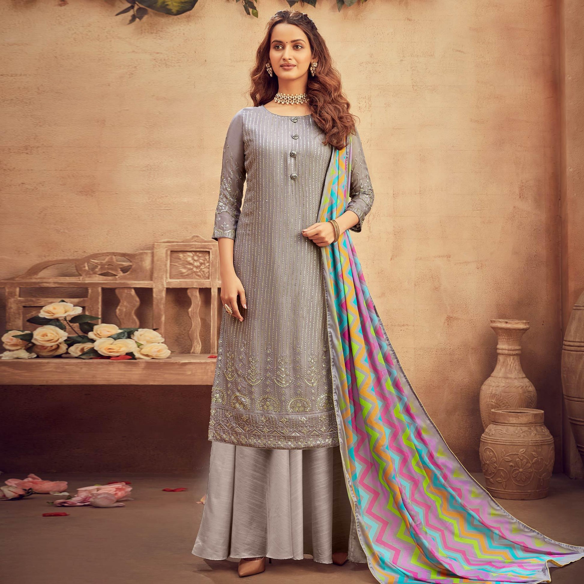 graceful-grey-coloured-embroidered-partywear-pure-viscose-chiffon-palazzo-suit-91094