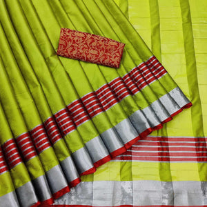 graceful-lemon-coloured-casual-wear-zari-border-cotton-saree-97284
