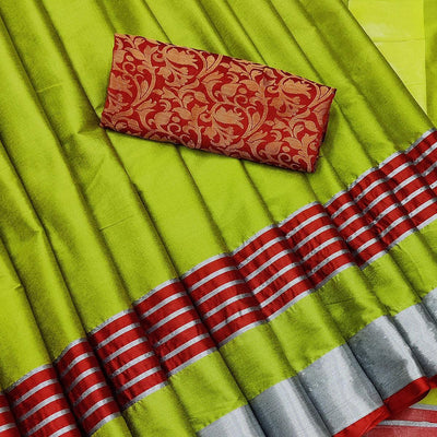 graceful-lemon-coloured-casual-wear-zari-border-cotton-saree-97284