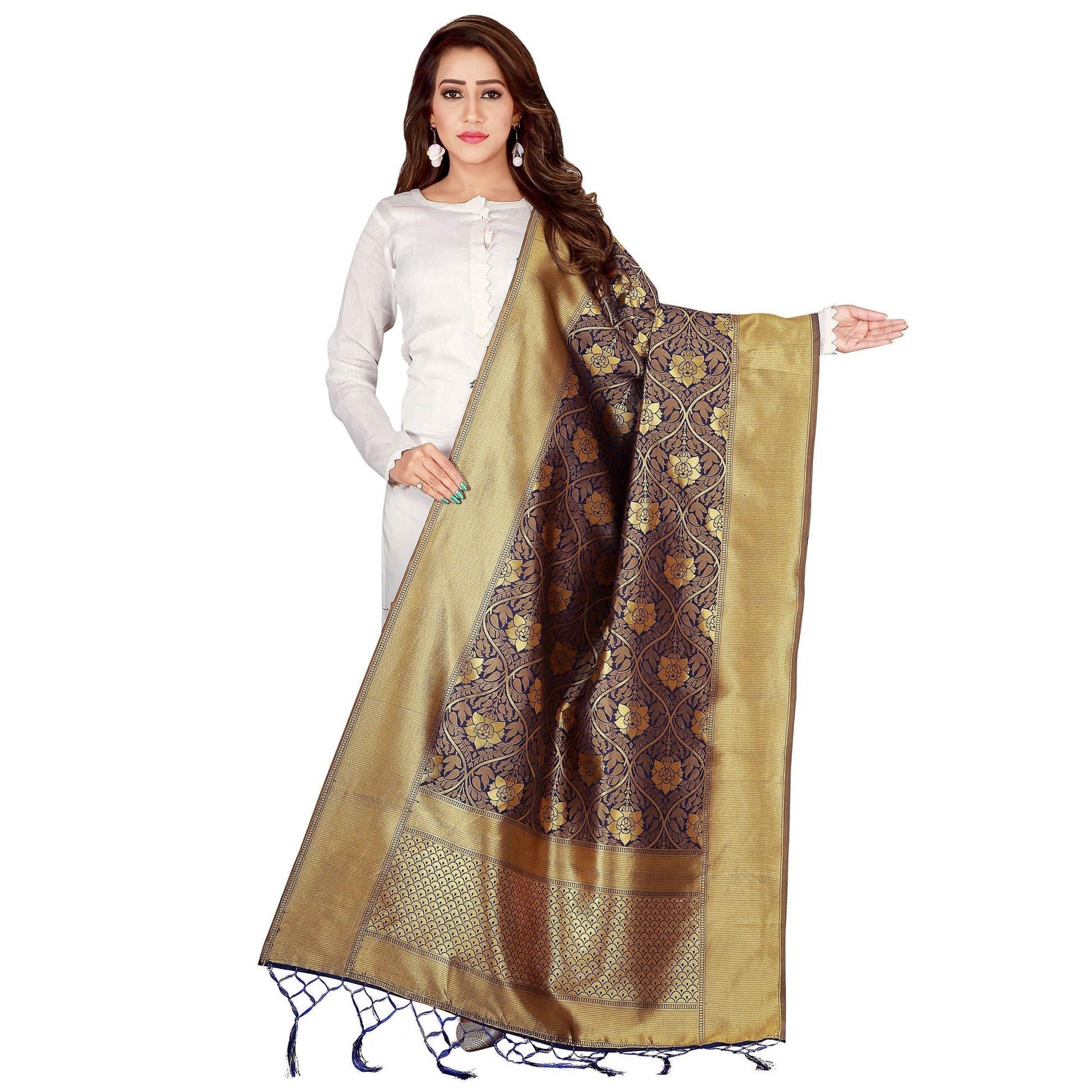 graceful-navy-blue-colored-festive-wear-banarasi-silk-dupatta