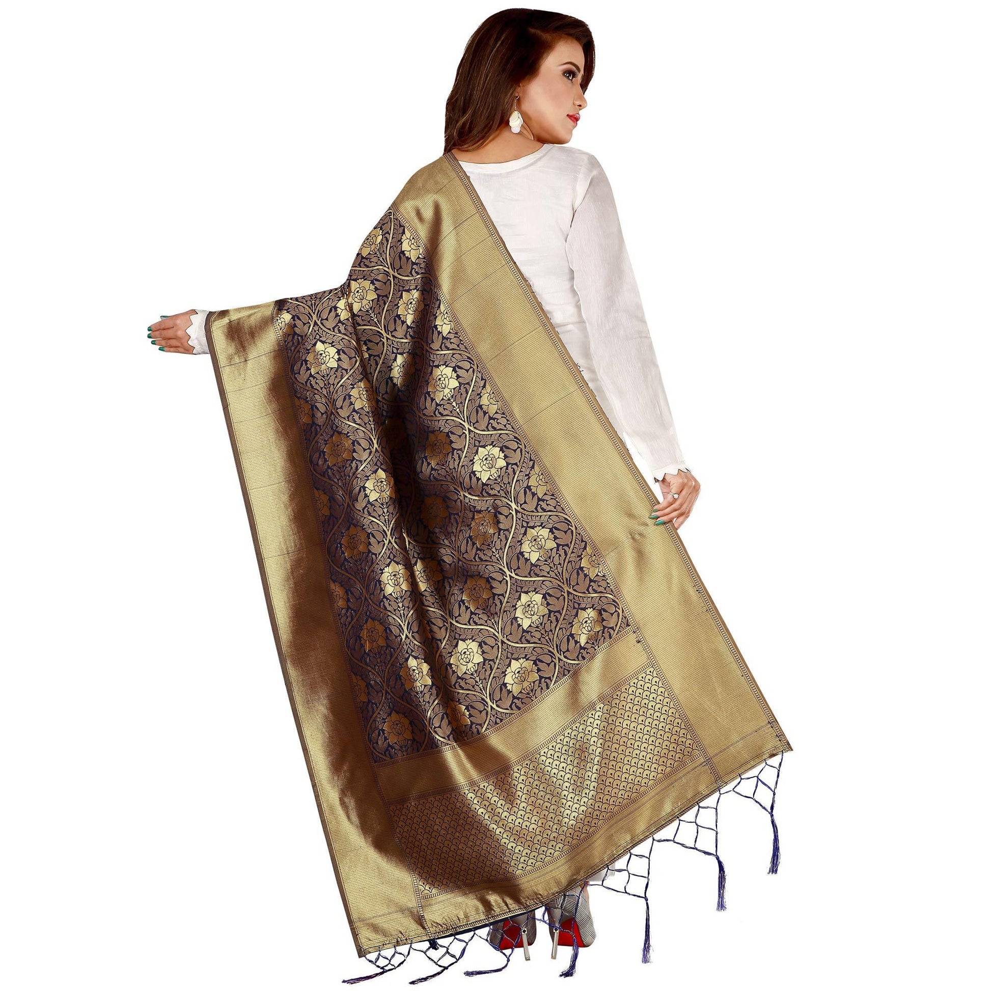 graceful-navy-blue-colored-festive-wear-banarasi-silk-dupatta