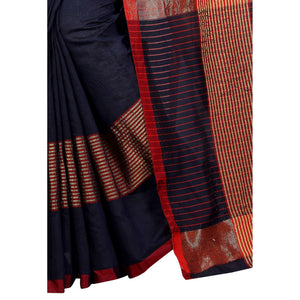 graceful-navy-blue-colored-festive-wear-cotton-saree