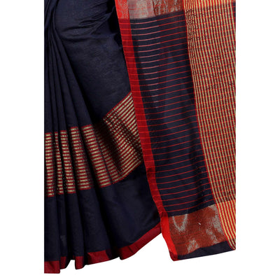 graceful-navy-blue-colored-festive-wear-cotton-saree