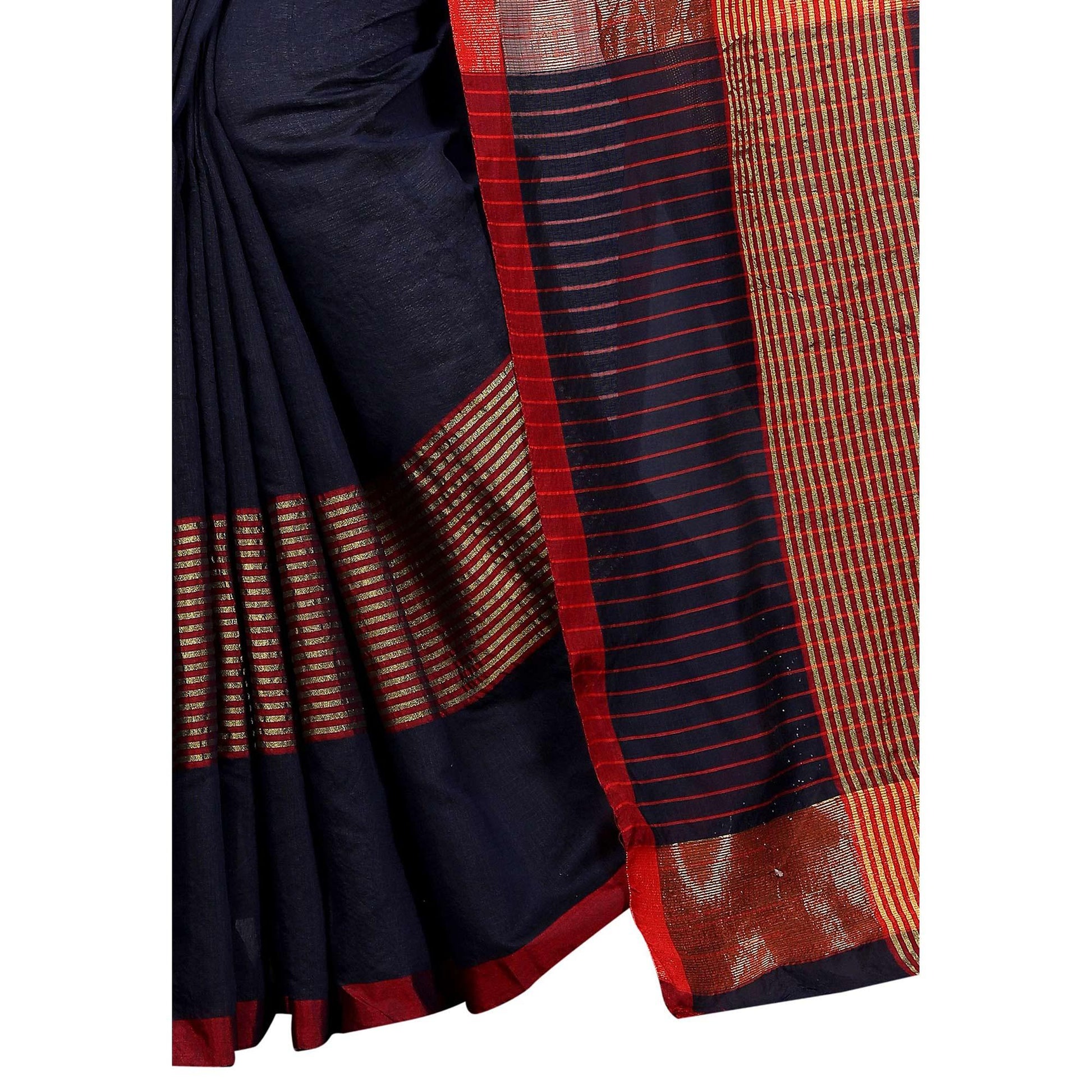graceful-navy-blue-colored-festive-wear-cotton-saree
